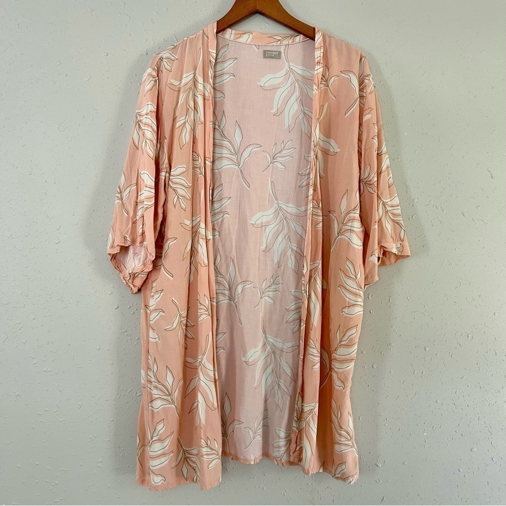 🦋 Summer & Rose NWOT Pink Tropical Kimono Beach Vacation One Size